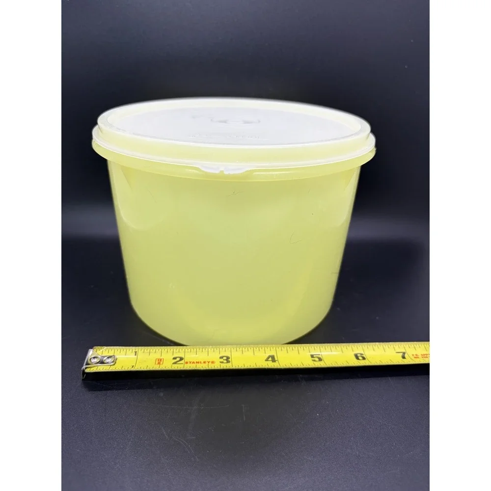 VTG 70's Tupperware 'Seal' Clear Yellow‎ Curcular Canister Collectible Kitsch